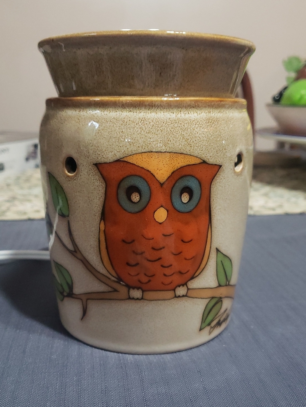 Retired Owlet Scentsy Wax Warmer With Owl Design Full Size.